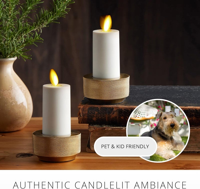 LUMINARA Outdoor Votive Flameless LED Candle, Set of 2 Ivory 1.5" x 4", Moving Flame Battery Operated Timer Remote Ready IPX4 Matte Plastic Finish - Image 3